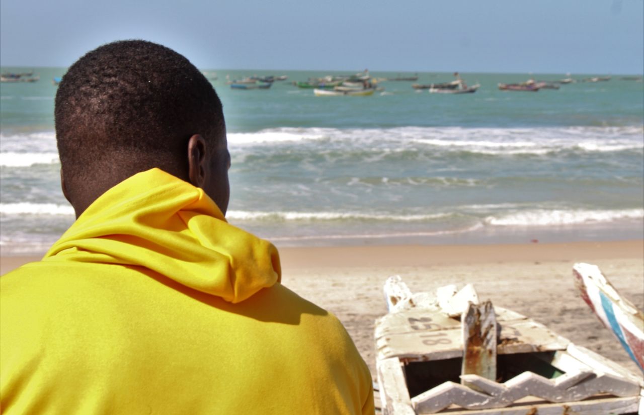Alioune, a former child labourer in Mauritania, takes a break from his job as a fisherman.