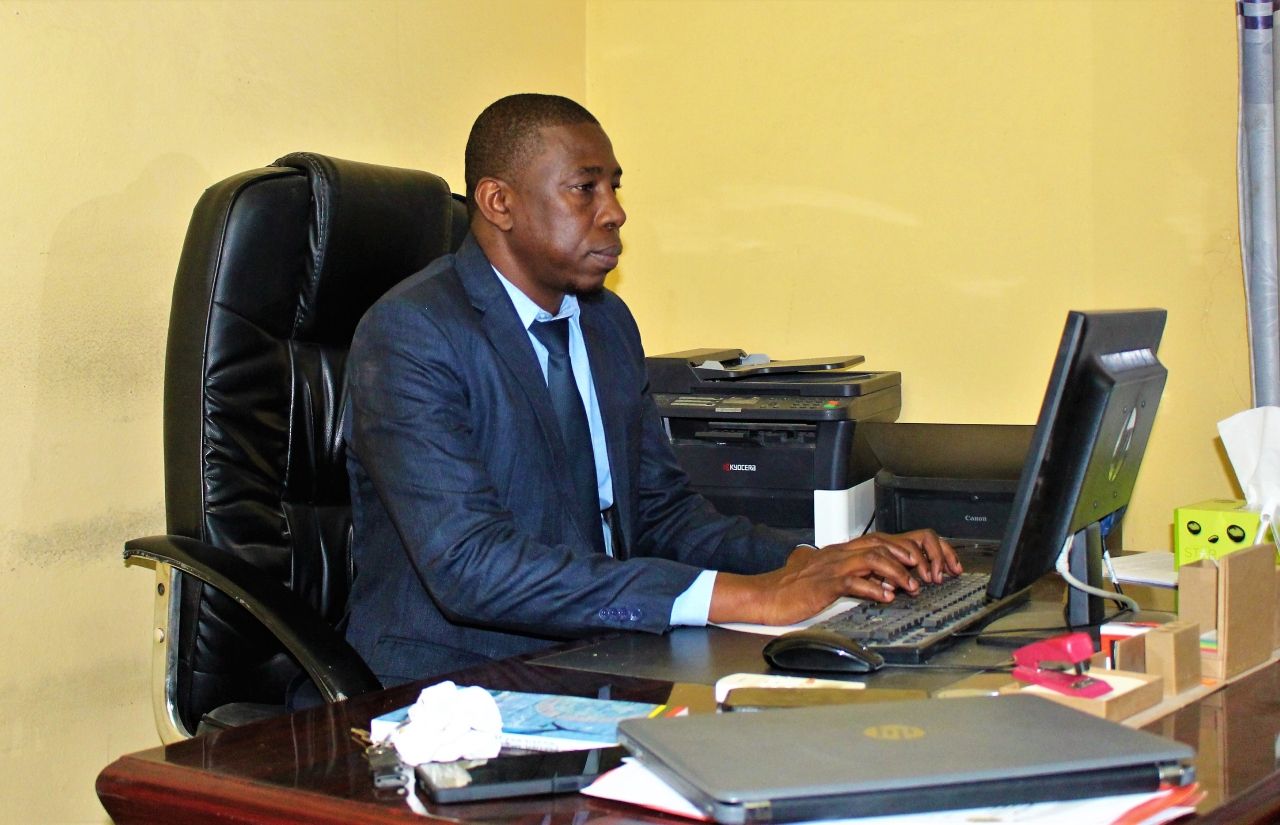 Moustapha Djiby works in his office at Mauritania’s Ministry of Civil Service and Labour.